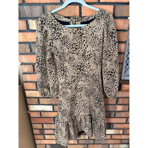 Maeve by Anthropologie Dresses & Skirts - Anthropologie Maeve Leopard Print Open Back Ruffle Mini Dress